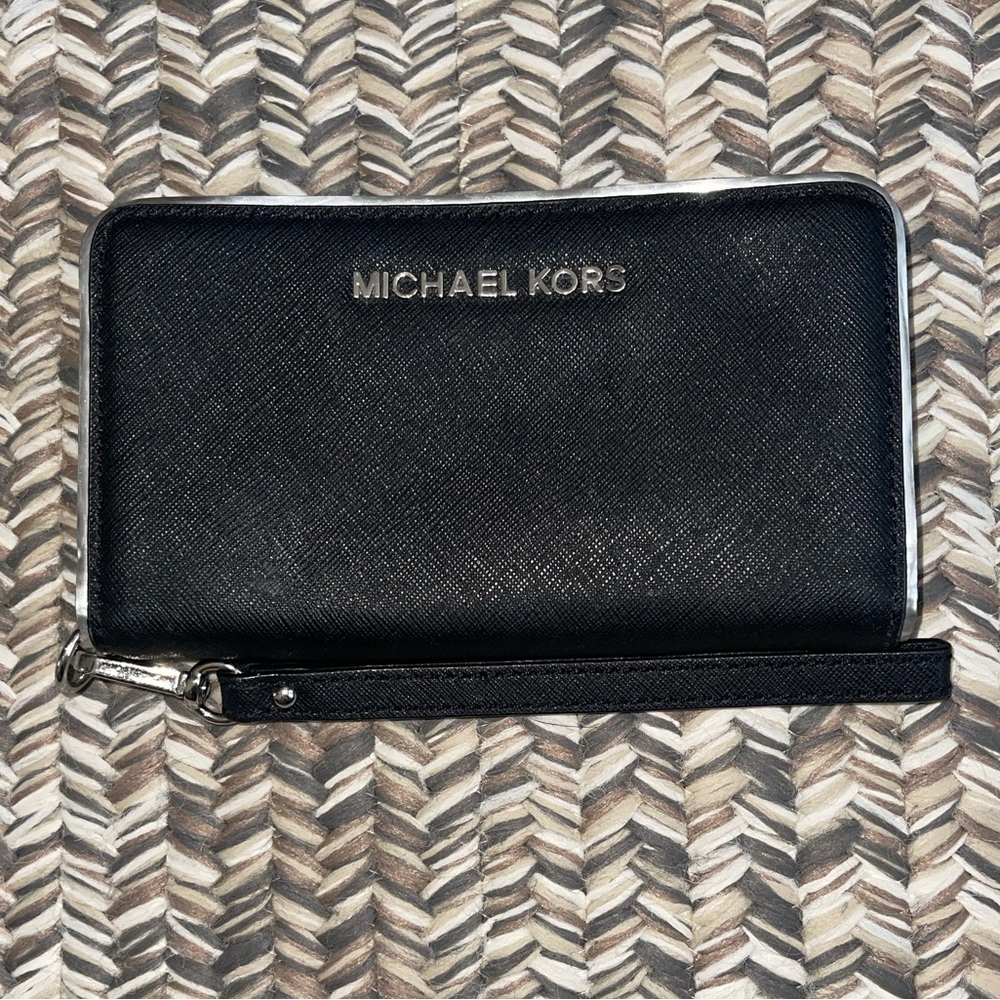 MICHAEL KORS Specchio Saffiano Leather Wallet Medium Black